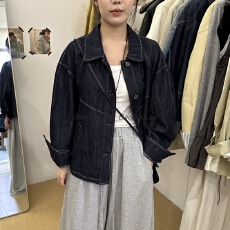 批发韩系复古明线设计翻领牛仔外套女2025秋季新爆款<b class='q'>甜美</b>显瘦夹克上衣