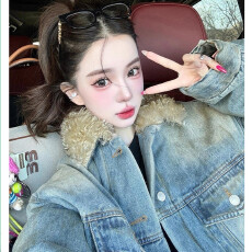 批发小香风复古蓝色牛仔夹克外套女秋季2025新款小个子短款开衫上衣冬