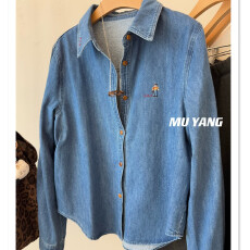 批发韩国水洗刺绣小人<b class='q'>牛仔</b><b class='q'>衬衫</b> 叠穿秋冬<b class='q'>衬衣</b>