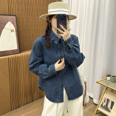 批发复古磨毛花边领<b class='q'>牛仔</b><b class='q'>衬衫</b>女欧洲站2025冬装新款欧货女装打底小衫潮