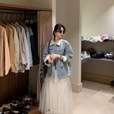 批发BRIVIN韩系浅蓝色牛仔外套女撞色翻领春<b class='q'>夏</b>新款复古水洗宽松上衣