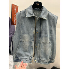 批发高端欧货<b class='q'>春</b>新款今年流行vintage美式复古牛仔马甲外套女背心上衣