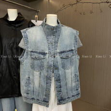 批发高端欧货复古牛仔<b class='q'>马甲女</b>春季2026新款设计感小众无袖坎肩马夹外套