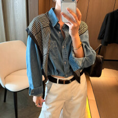 批发配披肩翻领牛仔衬衫女欧洲站2026春装新款欧货女装时尚洋气小衫潮