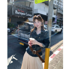 批发小君君布兰妮 姐感天花板/重工多套色水洗做旧复古<b class='q'>牛仔</b>衬衫外套