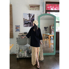 批发实拍 舒适慵懒风花边V领宽松大T+不规则网纱半身裙套装