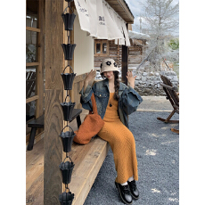 批发现实拍实价 秋冬内搭包臀针织吊带裙气质连衣裙+中长款<b class='q'>牛仔</b>外套