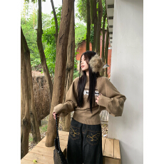 批发实拍实价 <b class='q'>秋</b>冬半高领卡其挖肩针织背心+长袖披肩开衫外套