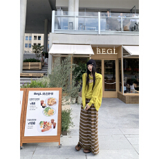 批发实拍实价 慵懒风牛油果绿显白针织背心+针织开衫+披肩围巾+半身裙