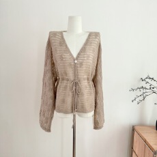 批发周耶耶 <b class='q'>马海毛</b>羊毛混纺v领毛衣<b class='q'>开衫</b>女春季新款上衣慵懒风高级感