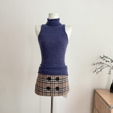 批发common in 0120 高领马海毛无袖内搭上衣百搭纯色羊毛修身背心女