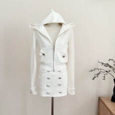 批发抖音PAN连帽收腰<b class='q'>短款</b><b class='q'>卫衣</b>外套 排口中低腰半裙