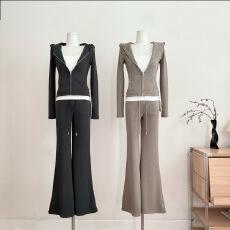 批发Farte Shop心动素调 连帽卫衣休闲<b class='q'>裤</b>套装女春秋修身两件套