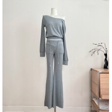 批发Cher 巧儿【私服日常】<b class='q'>休闲</b>运动套装女秋长袖上衣微喇长裤两件套