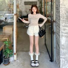 批发美式复古高腰宽松碎花<b class='q'>短裤</b>2026春夏<b class='q'>新款</b>百搭牛仔裤女