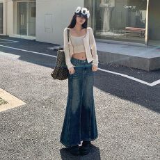 批发2026年新款｜美式复古｜前开叉设计｜包臀牛仔半身裙女