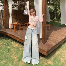 批发2026春新款雷丝花边直筒裤<b class='q'>工装裤</b>辣妹风潮流阔腿裤<b class='q'>长</b>裤.加长