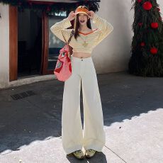 2026春季新款廓形显瘦弯刀裤宽松阔腿显瘦休闲简约百搭镰刀裤