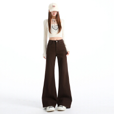 批发不贴腿微喇牛仔<b class='q'>裤</b>女2026年春季新款高腰显瘦宽松阔腿喇叭<b class='q'>裤</b>子