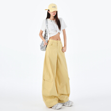 批发2026夏季设计感美式复古辣妹弯刀裤百搭显瘦多口袋阔腿工装休闲裤