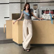 批发黑色直筒阔腿裤女2026夏季薄款<b class='q'>西装</b>裤子垂感宽松休闲裤