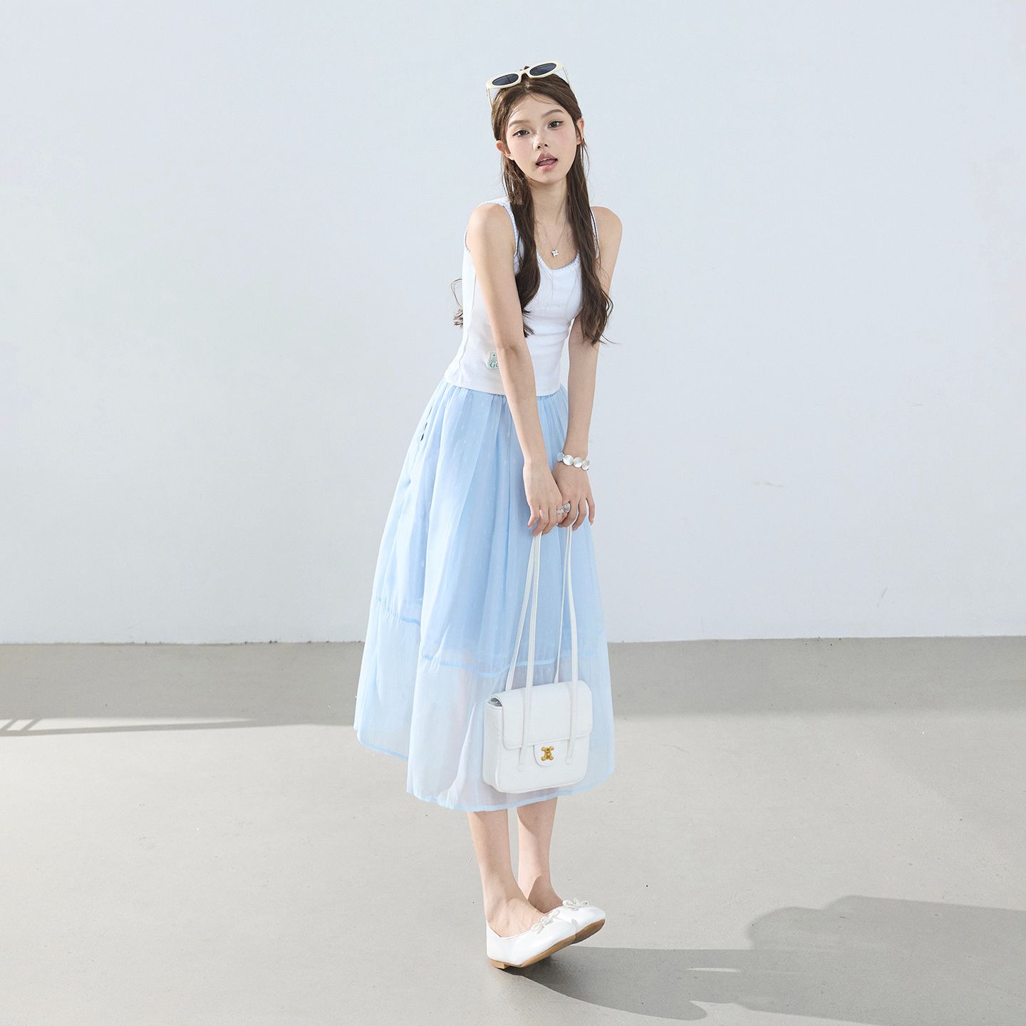레트로 하이웨이스트 분위기 센스 전체 Tulle 퍼프 반신 스커트 다용도 신선함 A라인 스커트 여름 캐주얼 롱 스커트