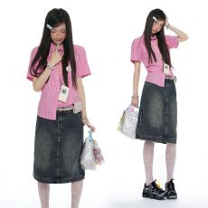 批发2026夏季｜<b class='q'>复古</b>法式牛仔半身裙夏季新款通勤百搭直筒裙