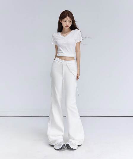 5 색 아메리칸 레트로 다용도 몸매 가꾸기 슬림해 보이는 나팔 바지 느긋한 도루 센스 운동 바지 캐주얼 바지 여성 가을