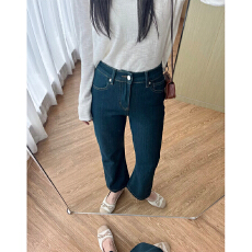 批发代嘉尔98830牛仔裤女2026春新款弹力藏蓝色<b class='q'>九分</b>四面弹微喇喇叭裤