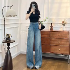 批发阔腿<b class='q'>牛仔裤</b>女春秋季2026新款宽松超火辣妹<b class='q'>韩版</b>独特潮牌复古直筒裤