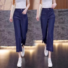 批发八分天丝牛仔直筒裤<b class='q'>女</b>2026年夏季新款高腰薄款冰丝小个子阔腿裤子