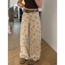 批发小马裤子<b class='q'>女</b>款夏季宽松直筒阔腿裤<b class='q'>大</b>码胖mm显瘦小个子卡其色牛仔裤