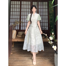批发实拍~大码女装新中式改良<b class='q'>旗袍</b>年轻款连衣裙夏季<b class='q'>新款</b>国风禅意裙
