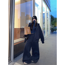 批发实拍实价~卫衣套装女开衫外套宽松休闲抽绳阔腿裤内搭打底套装