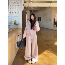 批发实拍实价~加绒加厚连帽卫衣女短款开衫上衣宽松显瘦卫裤套装<b class='q'>冬</b>