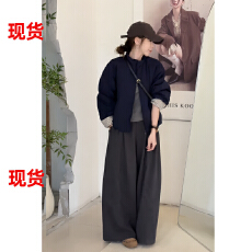 批发已出货~高级感棒球服宽松棉服短外套百搭阔腿<b class='q'>裤</b><b class='q'>两件套</b>