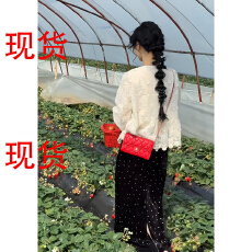 批发已出货~<b class='q'>蕾丝</b>刺绣上衣波点丝绒半身裙套装