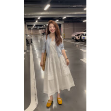 批发已出货~白色吊带裙<b class='q'>针织</b><b class='q'>开衫</b>两件套<b class='q'>女</b>春夏季清新套装裙