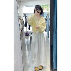 批发已出货~夏日绝美俏皮<b class='q'>小</b>套装松弛感黄防晒外套阔腿裤Y373上衣+Y063