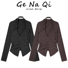 批发修身显瘦气质打底衫女秋季新款韩版减龄休闲<b class='q'>假两件</b>挂脖上衣