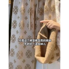 批发花驼色保暖<b class='q'>休闲裤</b>女2026秋冬新款韩系轻奢百搭显瘦阔腿裤