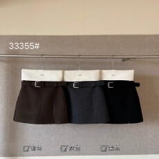 批发颜色-气质设计感前开叉高腰显瘦A<b class='q'>字</b>毛呢半<b class='q'>裙</b><b class='q'>半身裙</b>(配腰带)
