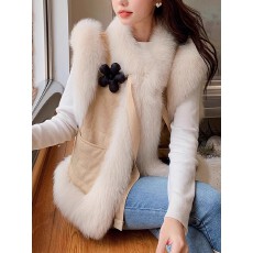 批发官图！新款秋冬法式小香风短款马甲轻奢圆领麂皮绒外套女