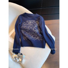 批发宝蓝色小香风烫钻星星套头<b class='q'>毛衣</b>2026秋冬名媛气质显瘦针织衫