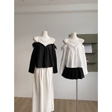 批发2026春季款韩系显气质网纱烫钻拼接长袖<b class='q'>衬衫</b>女通勤百搭宽松