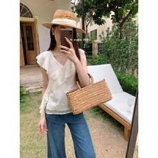 批发官图！少女风温柔气质荷叶边系带衬衫女夏季宽松绑带小衫