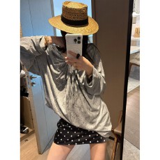 批发丘比特复古印花<b class='q'>长袖</b>T恤女夏松弛感宽松慵懒薄款防晒罩衫