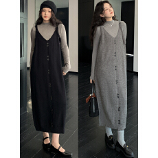 批发实拍新款 2025慵懒自在针织连衣裙女<b class='q'>春</b>秋高级宽松吊带裙子