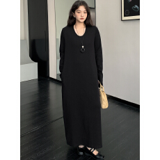 批发实拍新款 2025宽松显瘦超模<b class='q'>连衣裙</b> 休闲慵懒风打底长裙