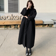 批发<b class='q'>实拍</b>新款 2025秋冬韩版菱格保暖灯笼袖宽松大码遮肚A字连衣裙